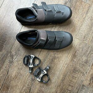 Shimano Women's RC1 Cycling Shoe AND SPD-SL Clip On Pedals US 10.4 SKU 134